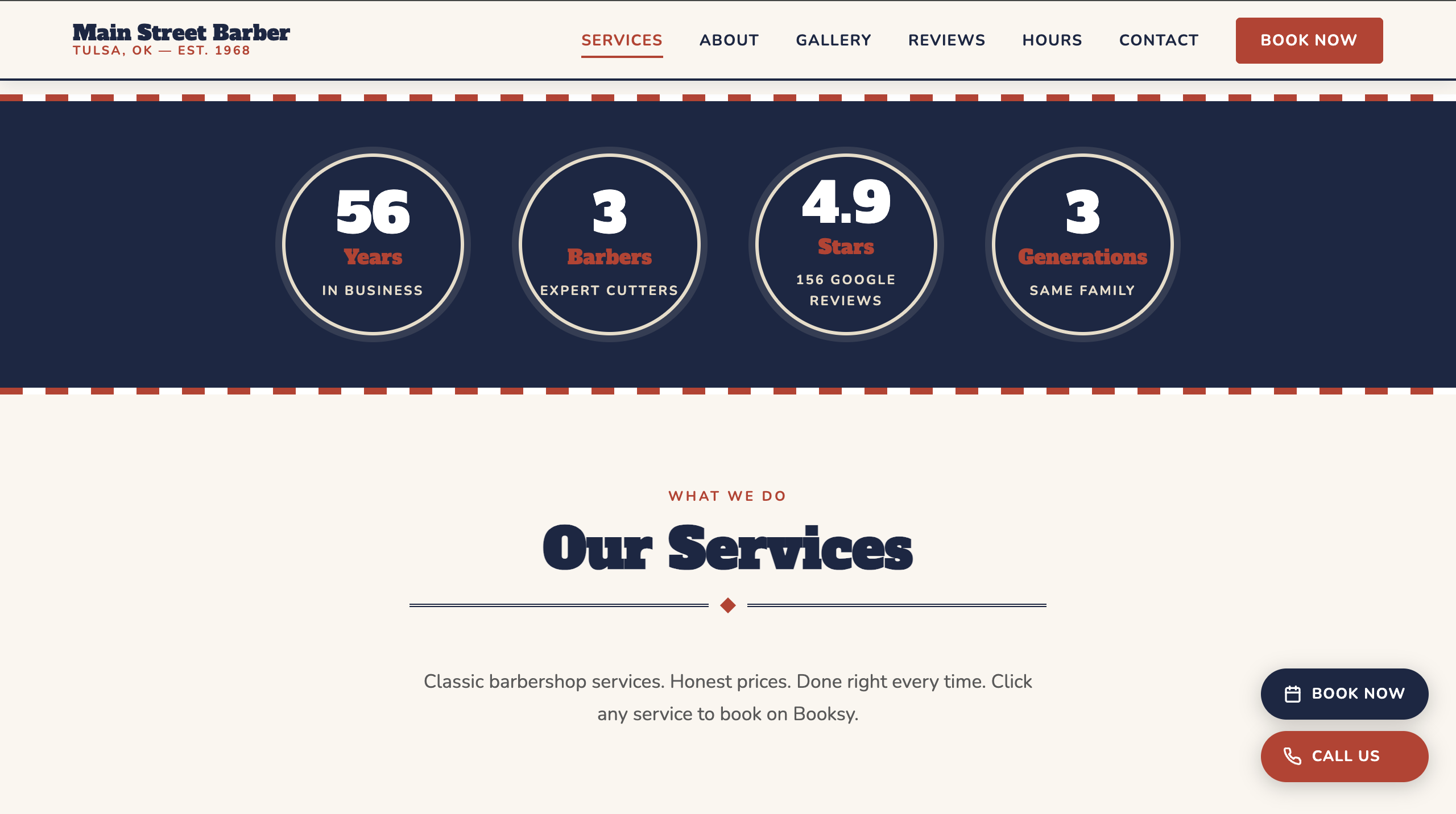 Main Street Barber Shop — Homepage