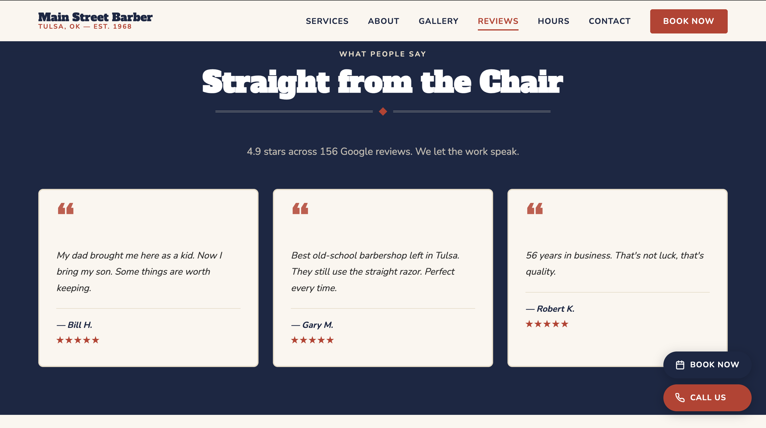 Main Street Barber Shop — Booking